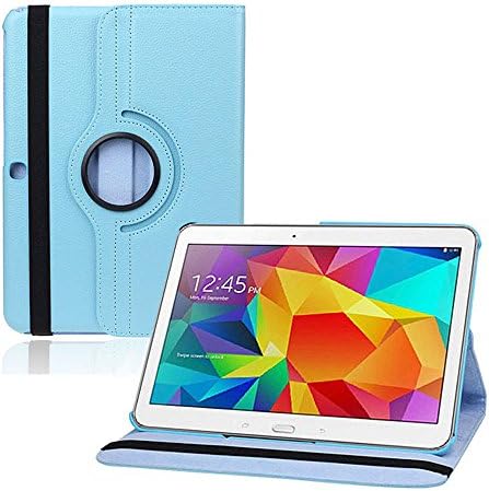 Amcctvshop 1pc Rotating Stand Leather Case for Samsung Galaxy Tab 4 10.1 T530 Light Blue