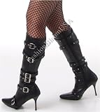 Spicy138 by Pleaser Sexy 4 Heel Black Pirate / Biker / Dancer Buckle Boots