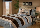 7Pcs Blue Full Micro Suede Duvet Comforter Cover Set