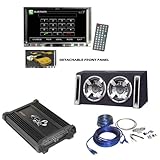 Lanzar Car DVD Player, Amplifier and Speaker Package - SDN72UBD 7'' Double Din TFT Monitor Touch Screen DVD/MPEG4/MP3/DIVX/CD-R/USB/SD/AM/FM/RDS w/Build-in Bluetooth - HTG237 1000 Watt 2 Channel Mosfet Amplifier - VCHB210 Vector 2000 Watts Dual 10'' Slim Designed Bass Box Enclosure - AMPKIT8 Contaq 1200 Watt 8 Gauge Power Amp Kit