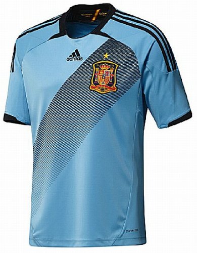 Adidas Spanien Auswärts-Trikot Junior EM2012 Farbe: hellblau/schwarz, Größe: 164