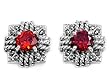 Sterling Silver Earrings with Marcasite and Garnet CZ - 16mm