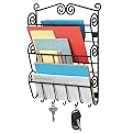 Scroll Wall Mount Letter Holder - Black