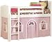 Bolton Furniture Cottage Low Loft White-Bot. Curtain, Pink/White