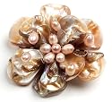 Oi! - Ladies White Shell And Fresh Water Pearl Flower Brooch - BC0977