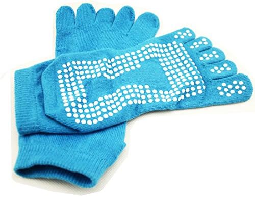 Reediy Yoga Pilates 5 Toe Socks with Grips Non Slip Pack of 3 Pairs 100% Cotton One Size for Women
