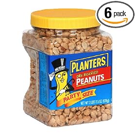 Planters Dry Roasted Peanuts, With Pure Sea Salt, 34.5-Ounce Packages (Pack of 6)