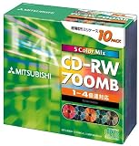 三菱化学 SW74QM10 CD-RW 650MB 10枚 スリムケース入り カラーミックス
