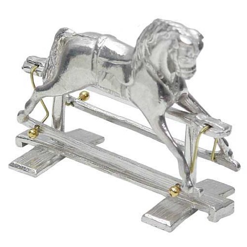 Dollhouse Miniature Rocking Horse on Stand in English Pewter