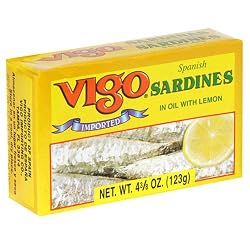 Vigo Sardines in Oil with Lemon, 4.375-Ounce Cans (Pack of 10)