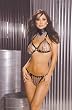 2 Piece Set. Chain Bra w/ Leather Trim & Matching Thong