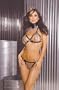 2 Piece Set. Chain Bra w/ Leather Trim & Matching Thong.