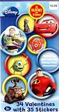 Disney Pixar Characters Valentines Cards for Kids - Package of 34 with 35 Stickers