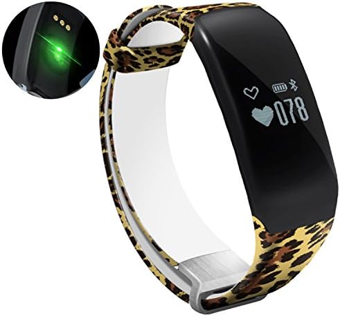 Mynike Fitness Tracker Heart Rate Monitor Smart Bracelet Waterproof Swimming Sport Wristband Smartband Pedometer Calorie Counter Smart Watch Fitness Tracker for Apple IOS Android Smartphone (Leopard)