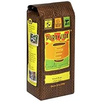 Pura Vida Whole Bean Coffee, French Roast, 12-Ounce Bags (Pack of 3)