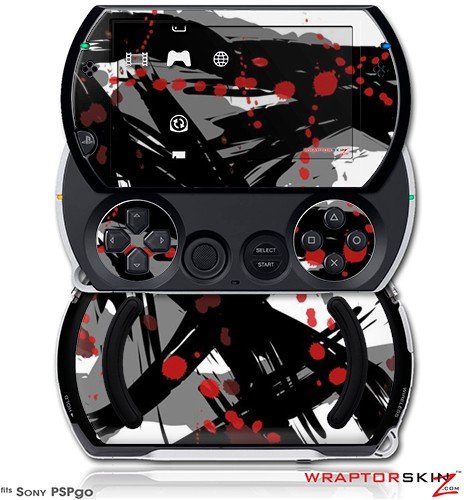 PSPgo Skin and Screen Protector Kit - Abstract 02 Red fits Sony PSP go