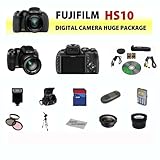 Fujifim HS10 10MP Digital Point and Shoot Camera (Black) + Huge Value 8GB, Deluxe Carrying Case, Flash, Lens & Tripod Complete Accessories Package