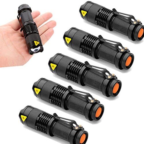 JYMe Mini Q5 LED Flashlight Torch 7W 300LM Adjustable Focus Zoomable Light (6 pack)