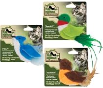 OurPets Play-N-Squeak RealBirds 3-Pack - J-Bird, Buzz Off, Touchdown
