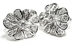 Diamond Set in Flower Style Earring in 18k White Gold (T.w 1.10)