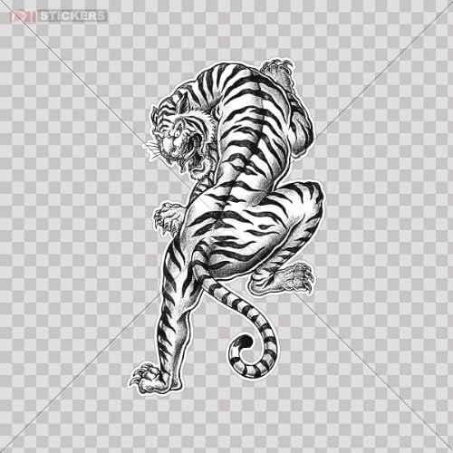 Decal Vinyl Stickers Tiger Logo Car Window Wall Art Decor Doors Helmet Truck Motorcycle Note Book Mobile Laptop Size: 5 X 2.9 Inches Vinyl color print