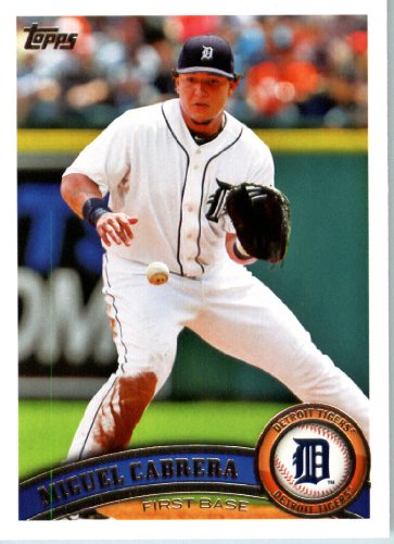 2011 Topps Baseball Card #150 Miguel Cabrera - Detroit Tigers - MLB Trading Card In A Protective Screwdown Case