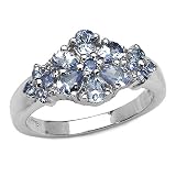 1.40 Carat Genuine Tanzanite & White Topaz Sterling Silver Ring