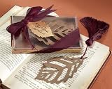 Turning Leaves Bookmark with Burgundy Silk Tassel (Set of 18) - Baby Shower Gifts & Wedding Favors