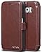 Galaxy S6 Wallet Case, VENA [vFolio | Genuine Leather] Slim Vintage Flip Wallet Stand Case with Card Slots for Samsung Galaxy S6 (Brown/Black)