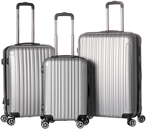 ABS Luggage Set 3 Piece Spinner with Multi-directional Wheel Silver gray