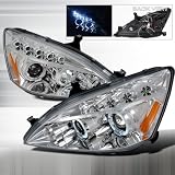 03 04 05 Honda Accord Halo Projector Headlights - Chrome (Pair) by
