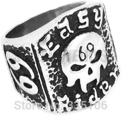 GLucky Jew: Easy Rider 6 ER Skull Motor Biker Ring Stainless Steel Jewelry Fashion Motorcycles Biker Men Ring SWR0314A 7.0