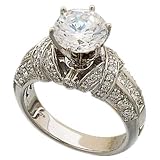 14K White Gold Smartly Ladies Diamond Engagement Ring (Center stone is not included)