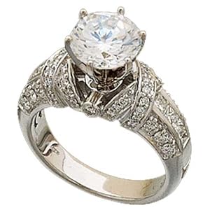 14K White Gold Smartly Ladies Diamond Engagement Ring (Center stone is not included)