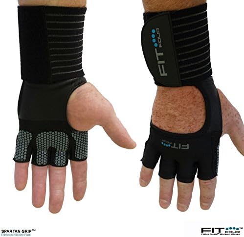 The Spartan Grip - with Enhanced Silicone Palm | Fit Four Callus Guard WOD Workout Gloves for Weight Lifting & Cross Training Athletes