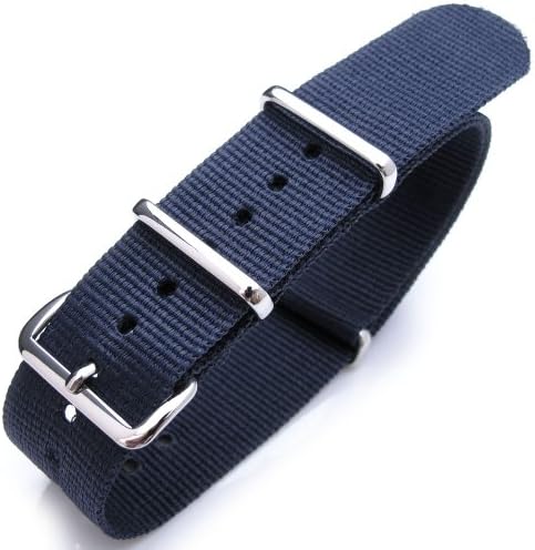 Nato 22mm Heat Sealed Heavy Nylon Polished Buckle - Navy Blue