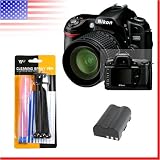 cheap Nikon D80 Digital SLR Camera and 18-55mm VR lens with additional EN-EL3e battery and cleaning kit with mini tripod.