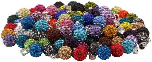 10pcs/Lot Mixed Color Round Shape Crystal Disco Balls Shamballa Necklace Pendants Without Chains