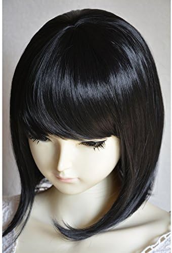 Liz Wig Gatsby 1920's Medium Long Straight Flapper Bob Heat Friendly Cosplay Party Costume Hair Wig 14'' 35cm (Black) by Liz Wig