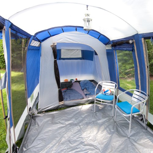 Skandika Montana 6 Tente de camping tunnel familiale pour 6 personnes Bleu 650 x 240 cm