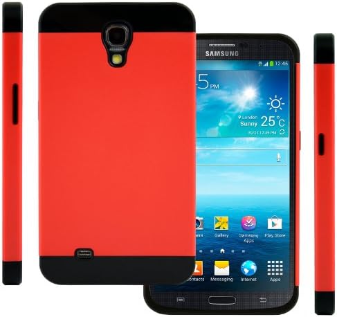 Galaxy Mega Case (Red / Black), Samsung Galaxy Mega 6.3" CellJoy (Will NOT Fit Mega 2) [Vivid Hybrid] Dual Layer TPU Case Phone Cover Skin **Card Storage** For i9200