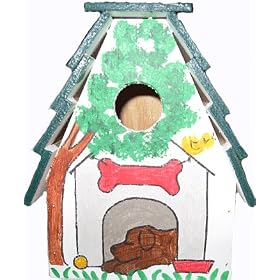 Handpainted Chocolate Lab Dog House Birdhouse with Key Keeper by JDH