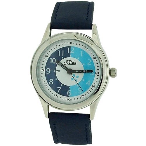 Montre Enfant Pédagogique à Quartz Relda Bracelet Bleu Marine & Cadran Blanc