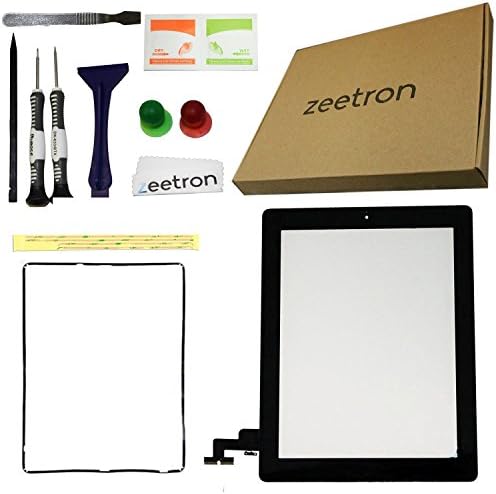 Zeetron Replacement Glass Screen Digitizer for Ipad 2 Black Pre Installed with Home Button Flex Premium Repair Kit - Do It Yourself (Tools+ Adhesive+ Cloth Included) A1395 A1396 A1397