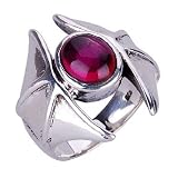 Inlaid Gemstone Punk Rock Ring Silver Gothic Jewelry for Men