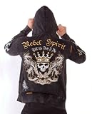 Rebel Spirit Royal King Skull Velvet Crosses Skull Hoodie Medium