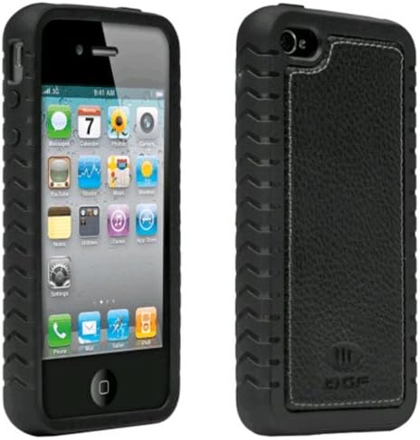 AGF Ballistic TPU Shell Case with Leather inlay for Apple iPhone 4/4S - Black
