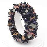 Cute Stretchy Midnight Sandstone and Mixed Quartz Web Chip Bracelet