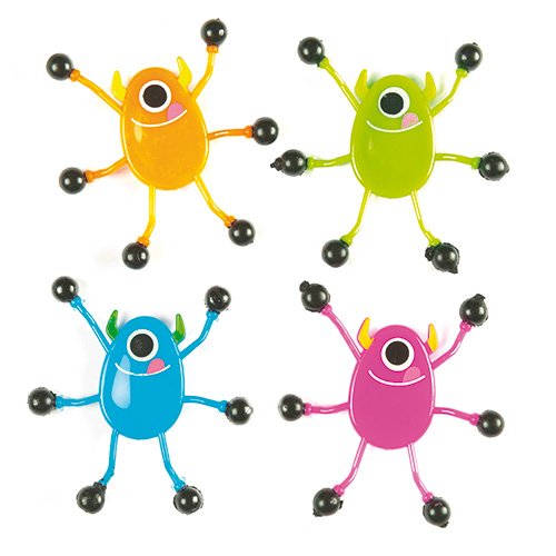 Monster Wall Crawlers for Children 4 Assorted Designs Perfect Party Bag Filler (Pack of 6)