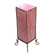 Handmade Natural Bamboo Lattice Table / Desk Lamp With Fuchsia Silk Liner